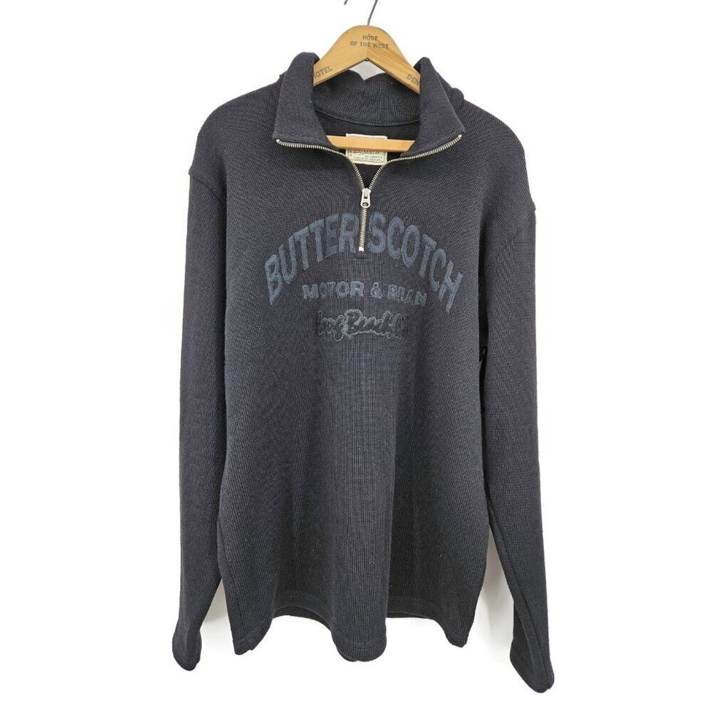Dehen 1920 X Butterscotch 1/4 Zip Sweater Mens L/XL? Black Wool Pullover